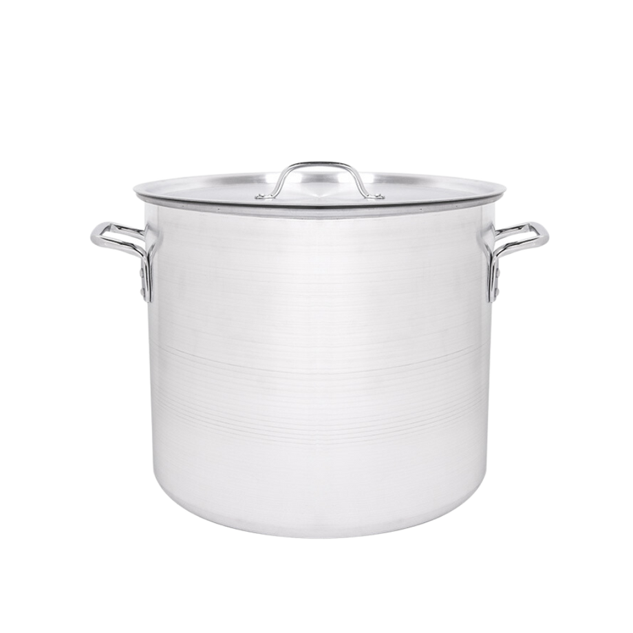 80 Qt. Aluminum Stockpot with Strainer Basket and Lid