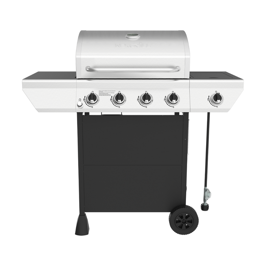 4-Burner Gas Grill in Stainless Steel with Side Burner