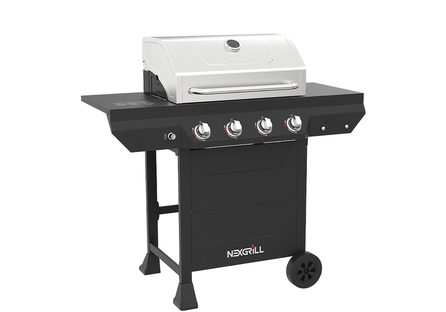 4-Burner Propane Gas Grill in Black with Stainless Steel Main Lid