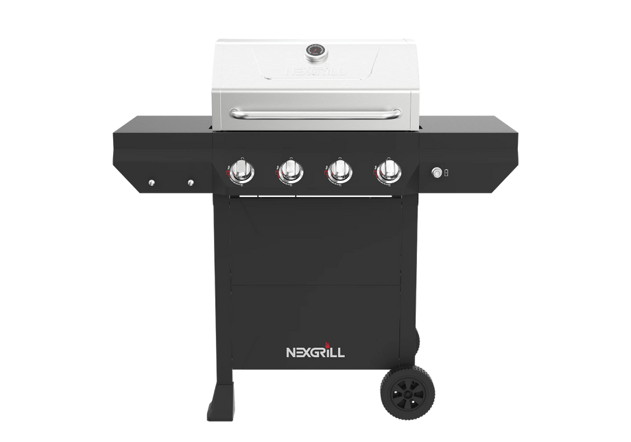 4-Burner Propane Gas Grill in Black with Stainless Steel Main Lid