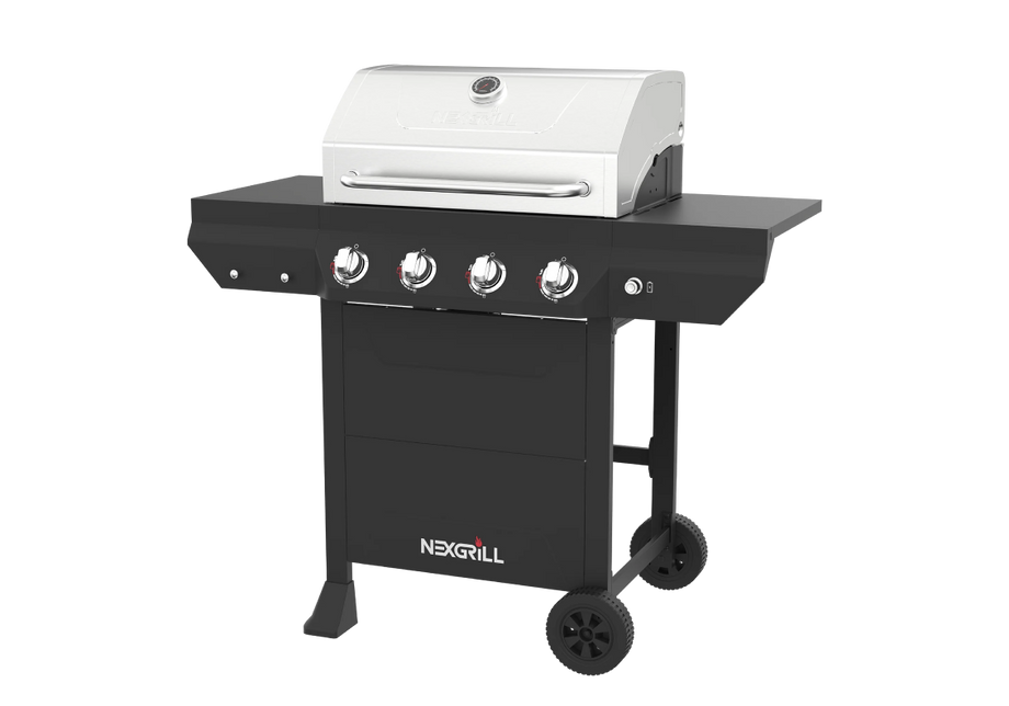 4-Burner Propane Gas Grill in Black with Stainless Steel Main Lid