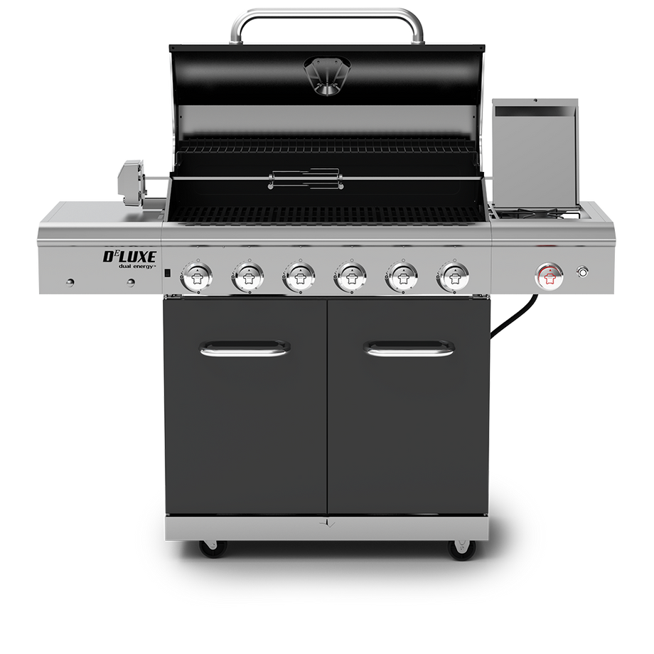 Deluxe 6-Burner Propane Gas Grill with Ceramic Searing Side Burner & Rotisserie Kit