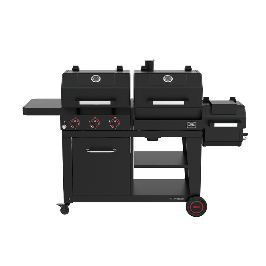 Oakford 1150 Pro Offset Smoker and 3-Burner Propane Gas Grill