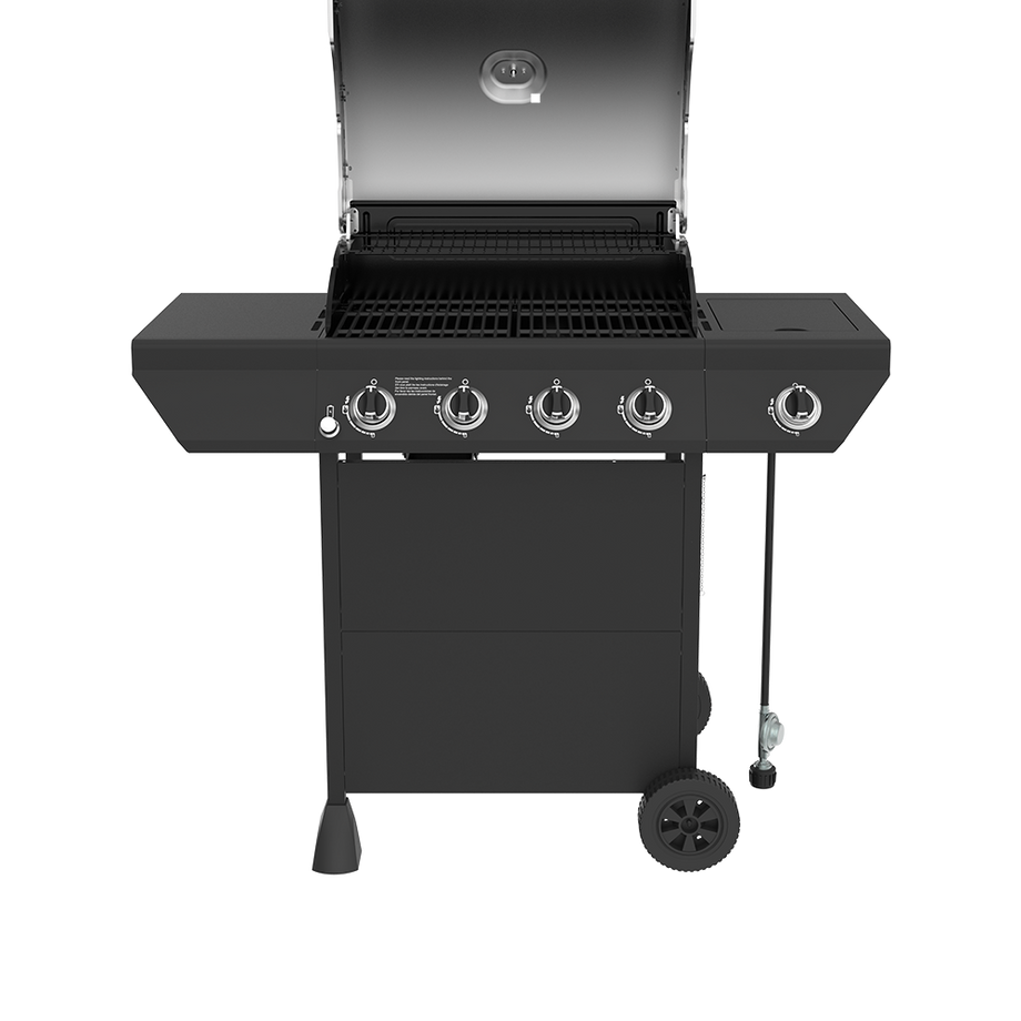 4-Burner Gas Grill in Black with Side Burner