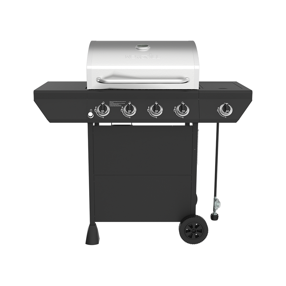 4-Burner Gas Grill in Black with Side Burner