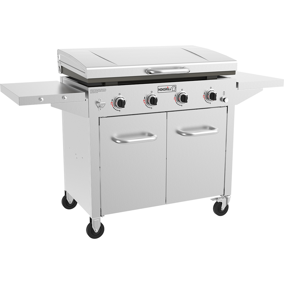 4-Burner Propane Gas Grill in Stainless Steel with Griddle Top