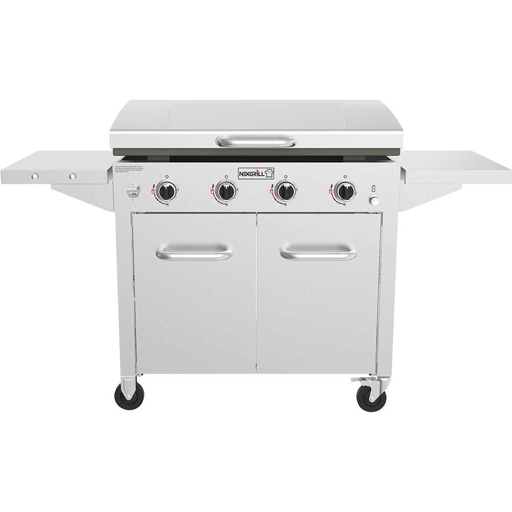 4-Burner Propane Gas Grill in Stainless Steel with Griddle Top